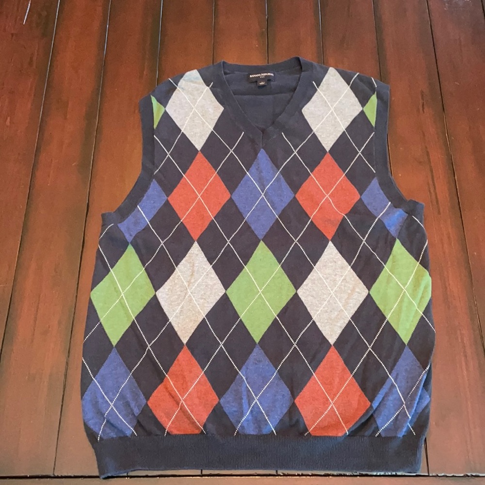 Banana Republic Argyle Sweater Vest - Blue, Green, Red, Gray